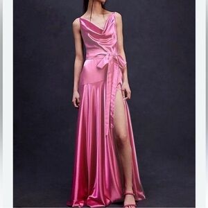 Bronx and Banco Fuchsia Satin Maxi Dress